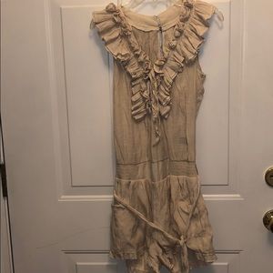Cream/beige/tan romper with pockets and belt